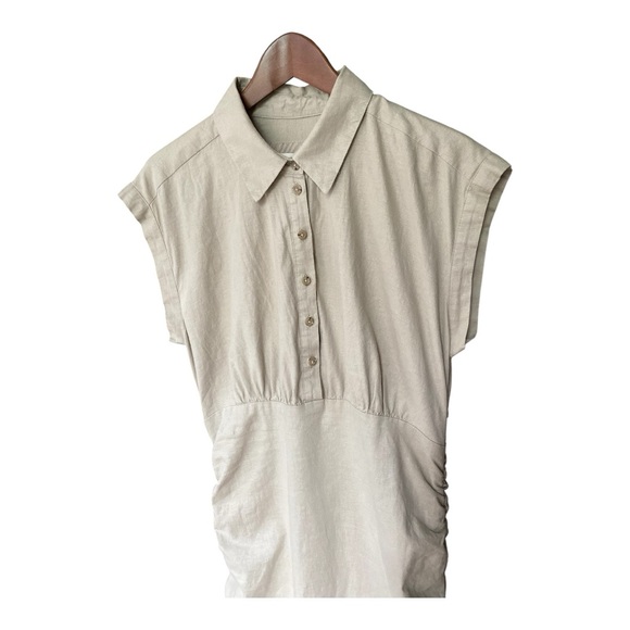 Anthropologie Tan Maxi Dress Polo Collar Dolman Sleeves - Picture 4 of 9